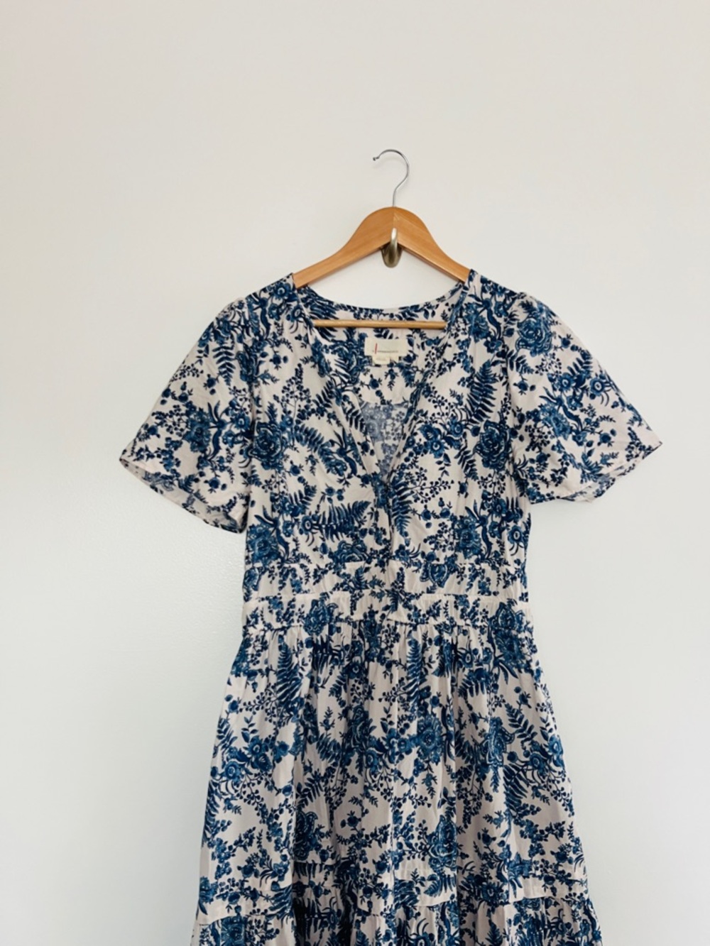 Anthropologie Maeve The Somerset Romantic Maxi Dress Ivory Printed Size Large - Picture 3 of 8